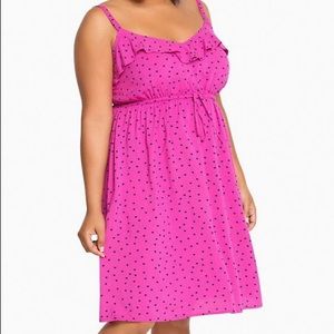 Torrid plus size 1 pink challis ruffle heart dress